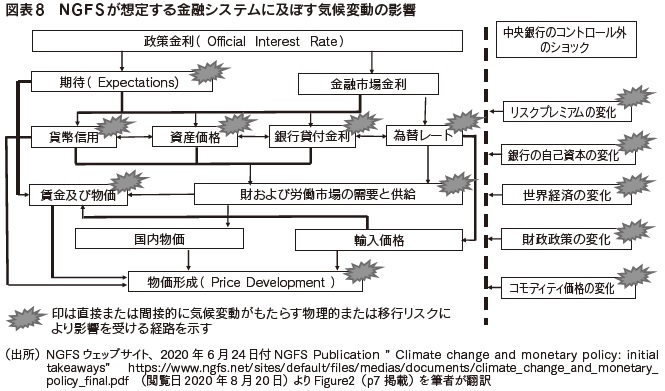 図表8 NGFSが想定する金融システムに及ぼす気候変動の影響